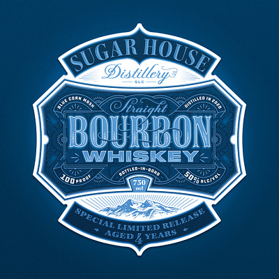 Straight Bourbon bourbon branding design filigree graphic design illustration label lettering logo ornate packaging typography whiskey woodcut