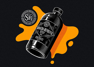 Hot sauce illustrations black and white bottle branding design food packaging graphic design hot sauce illustration label lettering logo packaging scratchboard screen print stippling t shirt typography